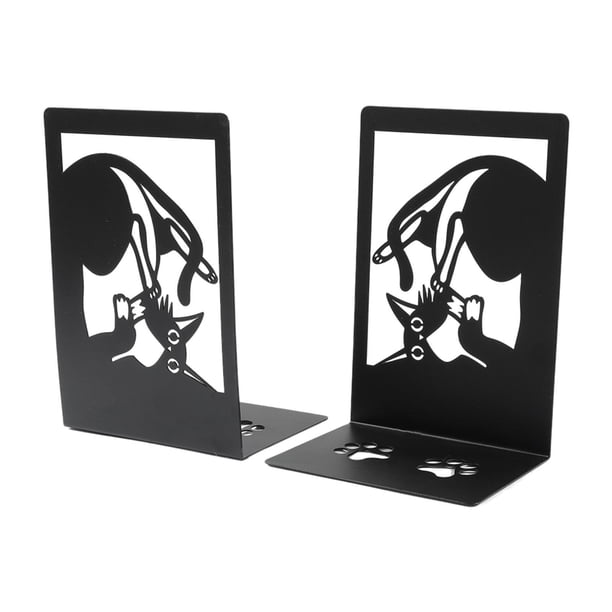 2 sujetalibros de gato para libros pesados, organizador de libros de metal con forma de animal, soporte de dibujos animados. Estilo B