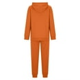 thumbnail image 4 of Brondbend Sweatsuits Women 2 Piece Outfit Women's Track Suits Long Sleeve Hooded Solid Color Button Pocket Pullover Sweatshirt and Casual Sweatpant Outfits Loose Fall Workout Set,Orange, 4 of 5