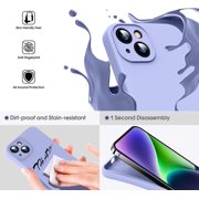 Liquid Silicone Case for iPhone 14, [True Liquid Silicone] [Anti Fingerprint] 4 Layer Phone Case Protective Cover, Full Coverage Around Camera & Built-in Microfiber, 6.1, Purple