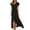 Black, variant on YanHoo Women's Elegant Maxi Dresses Summer Ruffle Short Sleeve V Neck Tie Waist High-low Dress Cocktail Party Swing Dress