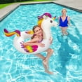 thumbnail image 6 of Bestway: H2OGO! Fantasy Unicorn Swim Ring - 47 x 36" Inflatable Pool Float, Rainbow & White Character Shaped Tube, Water & Beach Play Lounge, Kids 3+, 6 of 13