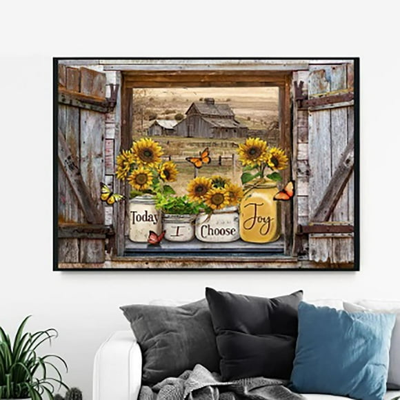 Hot Sale,Panxico Butterfly Sunflower Wall Art Creative Wall Painting Decor Canvas Sunflower Wall Art for Bathroom Living Room Decoration Unframed 11.8x15.7inch,Yellow