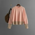thumbnail image 2 of HAiming Color Block Sweater for Women Cotton Knitted Tops Oversized Pullover Casual Loose Long Sleeve Crew Neck Blouse, 2 of 8