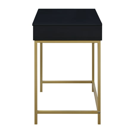 OSP Home Furnishings - Modern Life Desk in Finish With Gold Metal Legs - Black