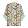 thumbnail image 4 of Women's Plus Size Tops New Womens Plus Size Tops Loose Fitted 3/4 Ruffle Sleeve Blouses V Neck Floral Printed T Shirt Casual Tunic Tops M, 4 of 5