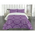 thumbnail image 3 of Ambesonne Purple Mandala Quilted Bedspread Set 3 Pcs, Swirl Floral Branch, Queen Size, White Purple, 3 of 5