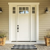 Cotton Buffalo Checkered Plaid Area Rug Porch Laundry Mat Outdoor Welcome Door Mat (23.6x35.4) Black and White