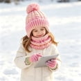 thumbnail image 5 of Wioihee Kids Winter Hat Gloves Scarf Set,Children Hats Beanie with Pom Knit Neck Warmer Gaiter Mittens Fleece Lined Set, 5 of 6