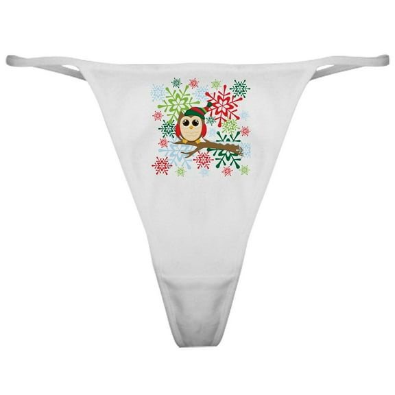 CafePress - Christmas Owl Classic Thong - Women's Novelty Thong Panties Underwear