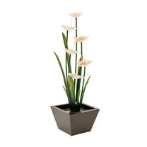 XBrand Metal Sculptural Multi-tiered Flower Water Fountain, Black & White, 39" Tall, w/LED Lights best for gardens