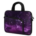 thumbnail image 2 of 11 11.6 12 12.1 12.5 inches Laptop Sleeve Chromebook Case Ultrabook Case Notebook Sleeve PC Messenger Bag Tablet Case Neoprene Handle Sleeve for Kids Men Women, Two Pockets (Purple Galaxy), 2 of 5