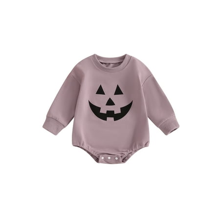 

GOODLUCKY Baby Girl Boy Halloween Romper Pumpkin Print Long Sleeve Jumpsuit