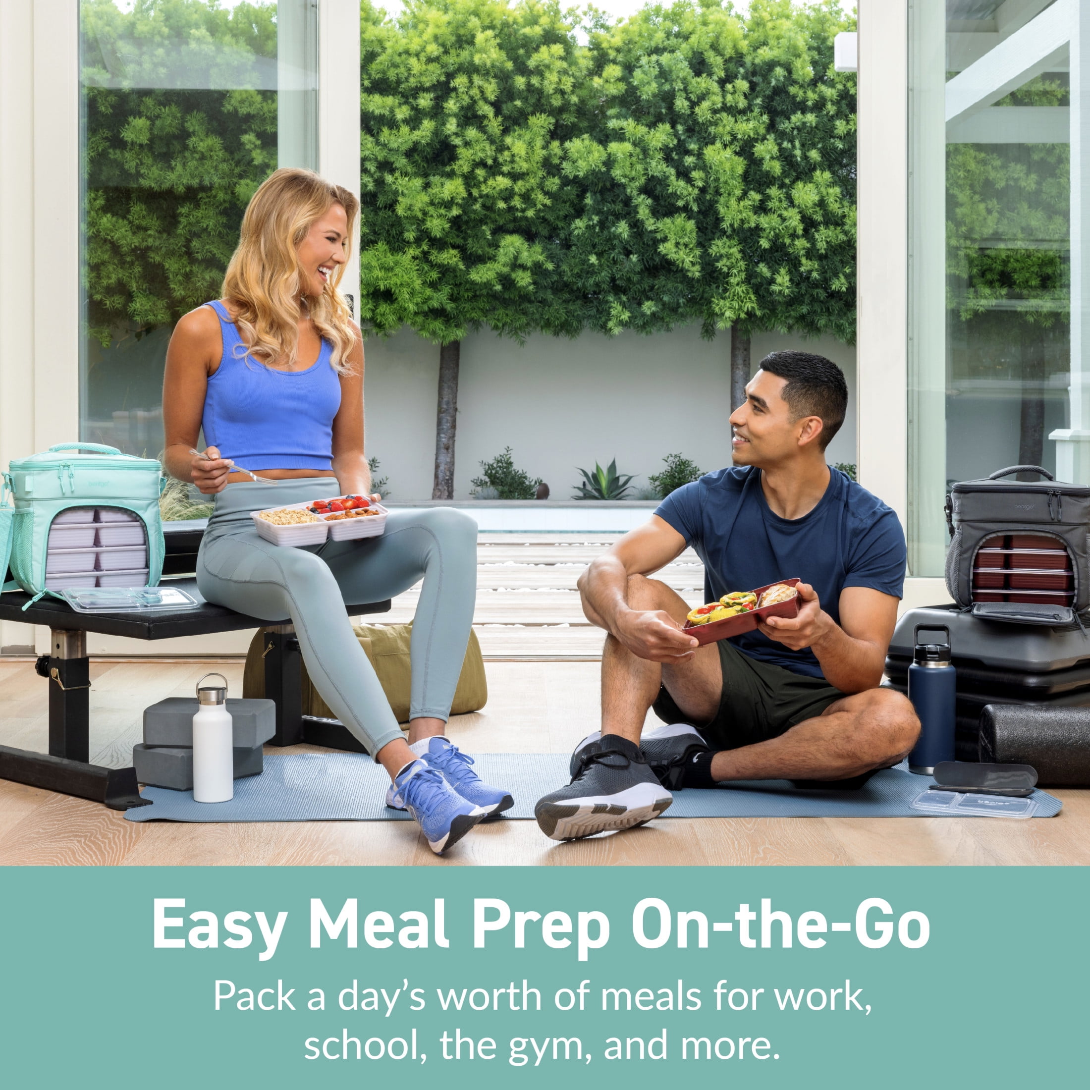 Bentgo Prep Deluxe Multimeal Bag - Premium Insulation with Water-Resistant Exterior & Interior, Holds 5 Meals, Keeps Meals Warm or Cool for up to 8 Hrs - Great for All Day Meal Prep (Coastal Aqua)