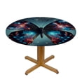thumbnail image 3 of PIKWEEK  Galaxy Butterfly Fantasy Universe Fitted Round Tablecloth Waterproof Table Cloth with Elastic Edge Wipe Clean Table Cover for Indoor Outdoor, 3 of 7