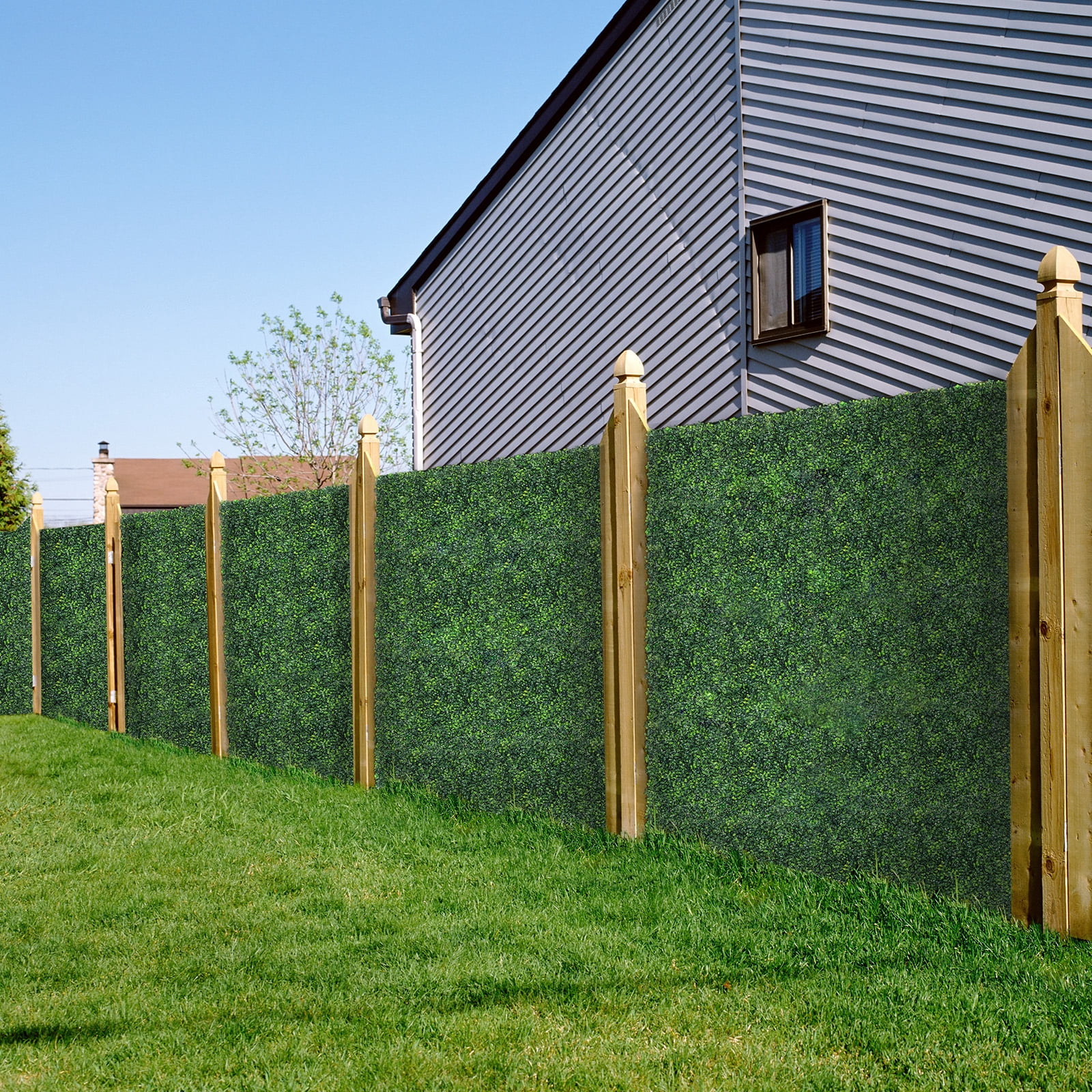2-Layer Grass Wall Panels, 20"x 20"(10pcs) Artificial Green Wall Panel Backdrop Greenery Wall
