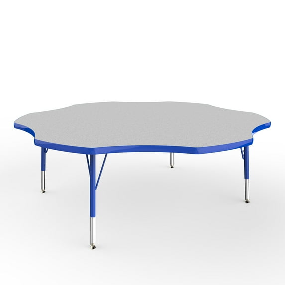 ECR4Kids 60in Flower Premium Thermo-Fused Adjustable Activity Table Grey/Blue/Blue - Toddler Swivel