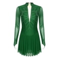 thumbnail image 2 of iiniim Womens Shiny Rhinestones Long Sleeve Figure Skating Dress Mock Neck Dance Performance A Dark Green L, 2 of 7