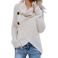 thumbnail image 1 of Womens Sweater Warm Cable Knitted Loose Button Wrap Pullovers Tops, 1 of 1