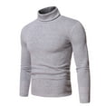 thumbnail image 2 of Miluxas Long Sleeve Tops for Men Men's Turtleneck Long Sleeve Solid Colour Stretch Slim Fit Bottoming Top Blouse Gray 8(S), 2 of 6