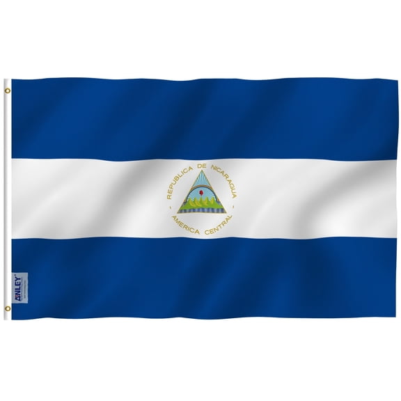 ANLEY Fly Breeze 3x5 Foot Nicaragua Flag - Vivid Color and UV Fade Resistant - Canvas Header and Double Stitched - Nicaraguan National Flags Polyester with Brass Grommets 3 X 5 Ft