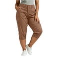 thumbnail image 5 of Linen Pants Women Summer Solid Color Elastic Loose Plus Size Straight Flowy Trousers Fashion Bohemian Beach Casual Wide Leg High Waisted Pants With Pocket S-5XL, 5 of 9