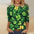 thumbnail image 2 of Stamzod Womens 3/4 Sleeve Tops Summer T Shirts Round Neck Causal Fashion Basic Tee 2026 Green R L, 2 of 5