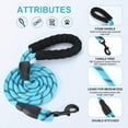 thumbnail image 4 of Reflective Strong Rope Dog Leash with Comfortable Padded Handle Heavy Duty Metal Clasp for Dogs for Pets (5 FT)BLUE, 4 of 6
