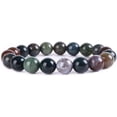 thumbnail image 1 of Bracelet Extensible Unisexe en Perles Rondes de 10 mm en Agate Indienne Naturelle Multicolore 6,5 Pouces, 1 of 2