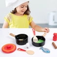thumbnail image 2 of Kids Pretend Play Simulation Kitchen Toys Wooden Cooking Pot Pan Set Imitation Game Tableware Role Play Toy for Girls Children, 2 of 6