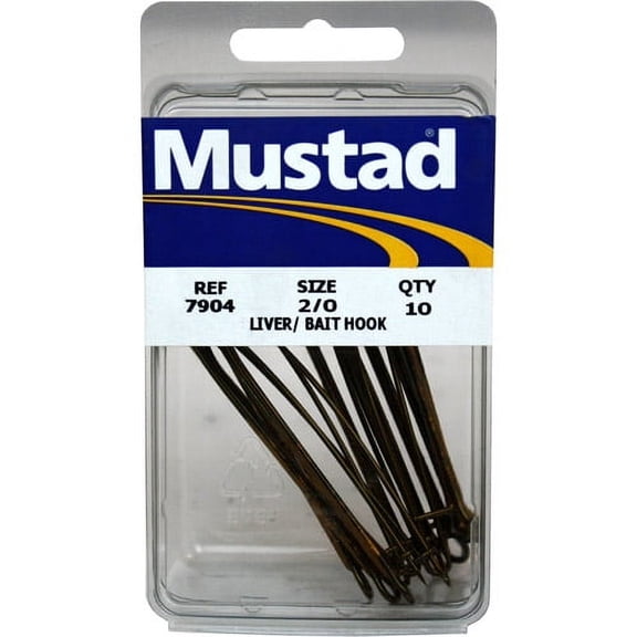 Mustad Classic Double Live Bait/Liver Hook with Extra Long Shank and Safety Pin (Pack of 10), Bronze