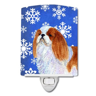 English Toy Spaniel Snowflakes Holiday Ceramic Night Light