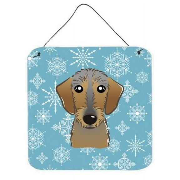 Caroline's Treasures BB1667DS66 Snowflake Wirehaired Dachshund Wall or Door Hanging Prints, 6x6, multicolor