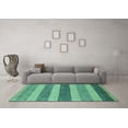 thumbnail image 3 of Ahgly Company Machine Washable Indoor Round Oriental Turquoise Blue Modern Area Rugs, 7' Round, 3 of 4