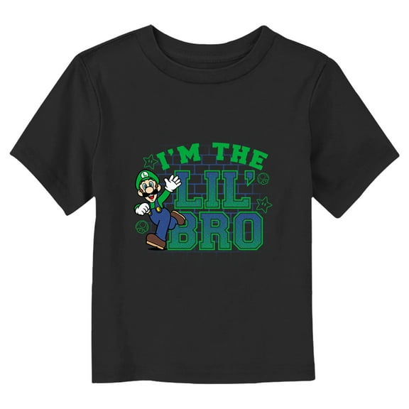 Toddler's Nintendo Luigi I'm The Lil' Bro Graphic Tee Black 2T