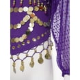 thumbnail image 7 of YONGHS Kids Girls Sequined Beaded Tassel Belly Dance Top 3/4 Sleeve Indian Princess Cosplay Costume Purple 2-12, 7 of 7