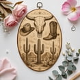 thumbnail image 7 of Canvas Wall Art Western Cowboy Cowboy Hat Boots Desert Cactus Cow Skull Southwestern Oval Framed Canvas Prints Vintage Wall Hanging Decor for Home Decorations 8.6"x11.4", 7 of 7