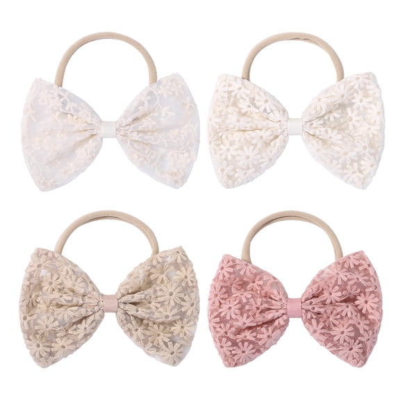 Raindrops 4Pcs Decorative Bow Hair Rope Elastic Scrunchies for Everyday Wear