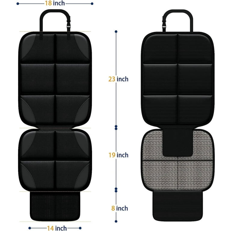 Car Seat Protector, 2 Pack Carseat Protector with Thickest Padding,  Baby/Pets for Child Car Seat-Mesh Pockets-Waterproof-Universal Size(Black)