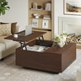 thumbnail image 1 of GUNAITO Lift Top Coffee Table with Storage, Square Coffee Table and modern Farmhouse Centre Table for Living Room, Walnut, 1 of 8