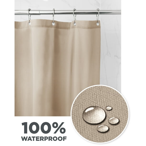 Waterproof Ultimate Shield Fabric, Beige Fabric Shower Curtain Liner