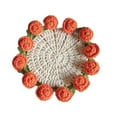 thumbnail image 3 of DOLITY Crochet Flower Coaster Compact Drinking Cup Mat for Countertop Tabletop Cafe Orange, 3 of 9
