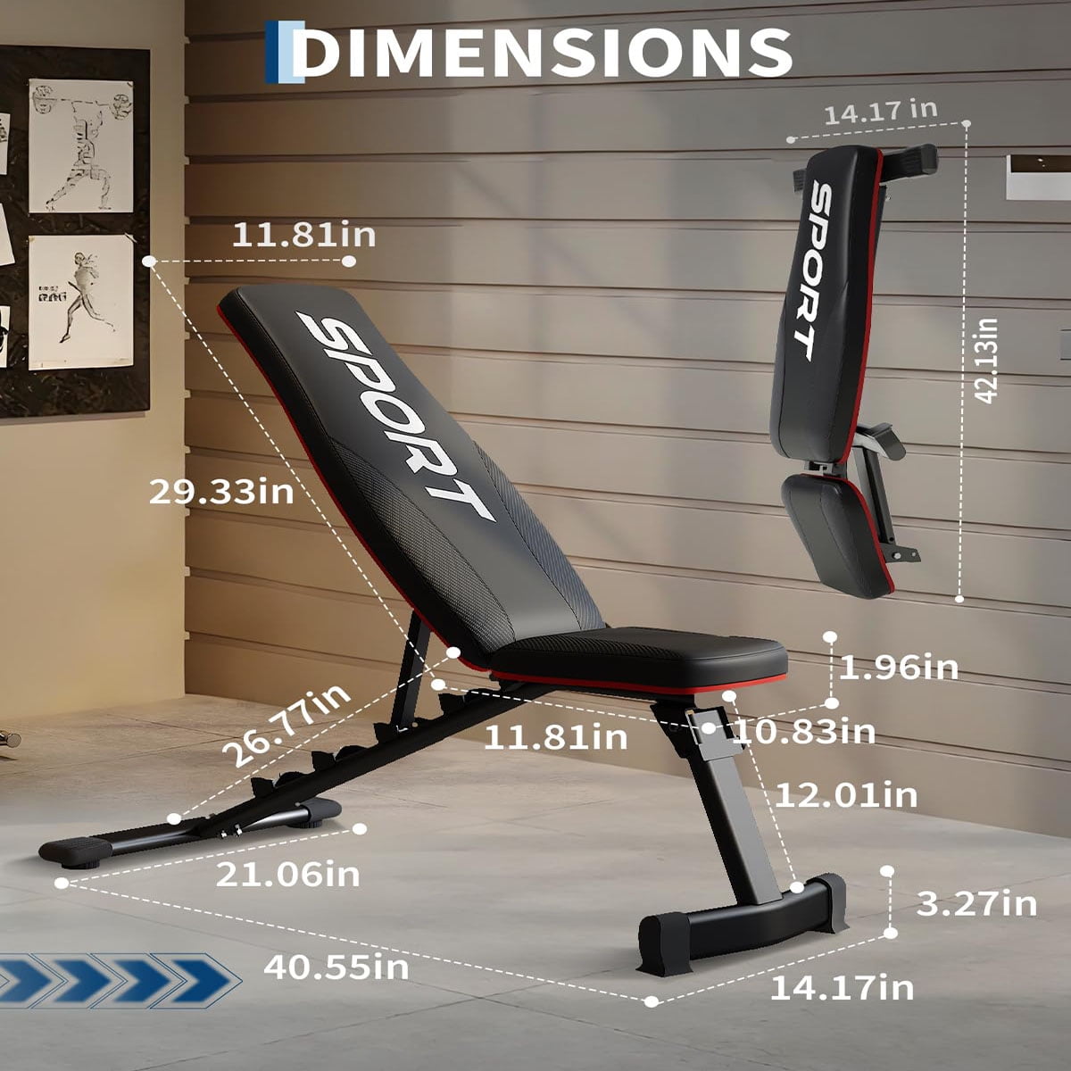 Soonbuy Adjustable Weight Bench,5-Levels Versatile Foldable Bench for Full Body Workout Strength Training, 660LBS Incline Decline Bench with Quick Folding& Fast Adjustment