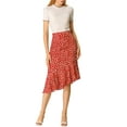 thumbnail image 6 of MODA NOVA Junior's Leopard Print Ruffle Trim Chiffon A Line Midi Skirt Red 11, 6 of 7