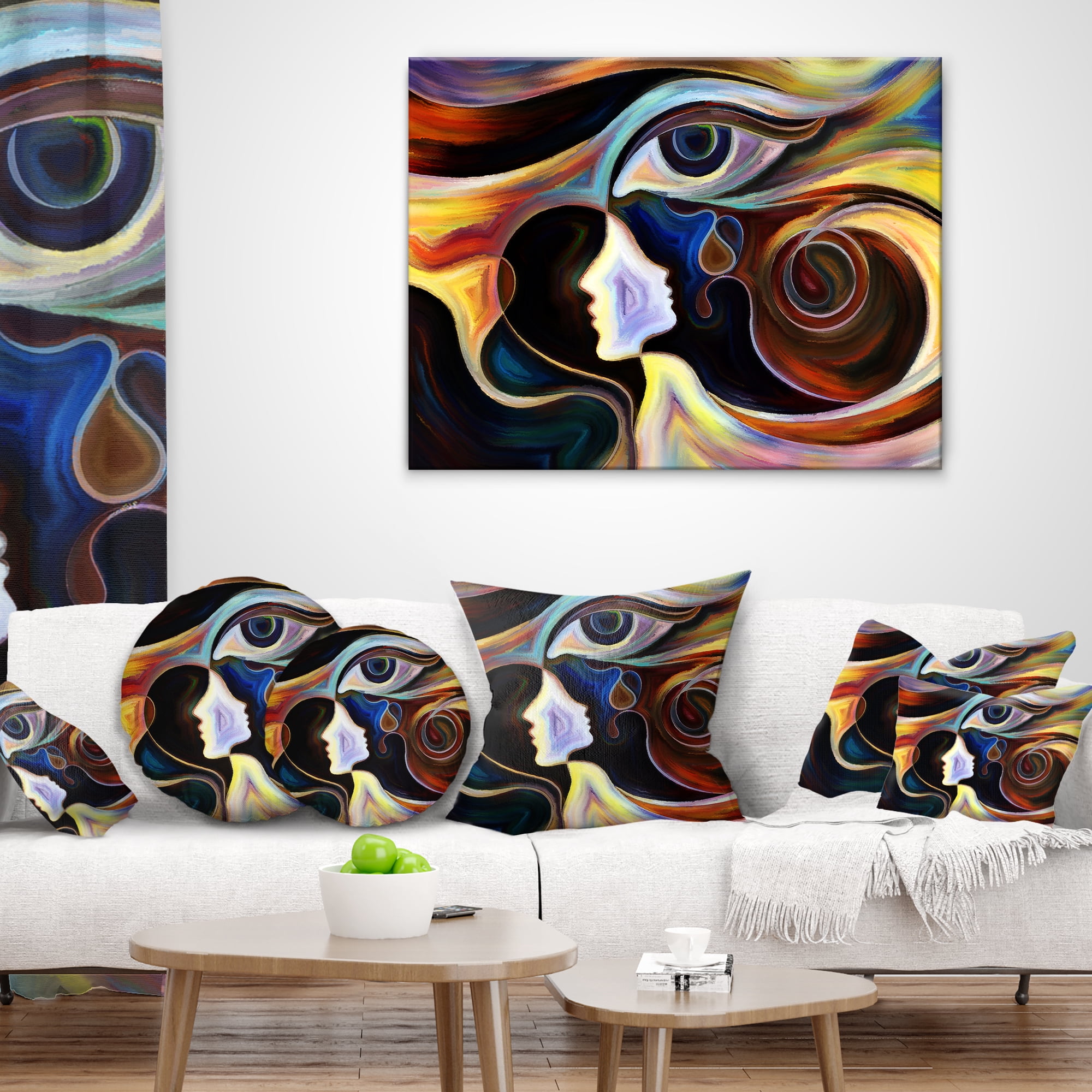 Designart Colorful Intuition - Abstract Throw Pillow - 18x18