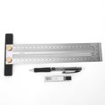 thumbnail image 1 of Regla de trazado tipo T Calibre de trazado de acero inoxidable con lápiz automático Herramienta de marcado para carpintería(200mm ruler A) con lápiz automático Spptty herramientas industriales, 1 of 7