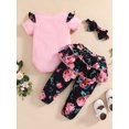 thumbnail image 5 of Dooleck Infant Baby Girls Clothes Mommy's Little Girl Newborn Outfit Clothing Ruffle Romper Floral Pant, 5 of 7