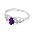 thumbnail image 3 of 10k White Gold Oval Amethyst And Diamond Ring, 3 of 6