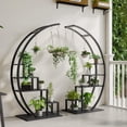 thumbnail image 2 of AKDSteel Half Moon 5-Tier Plant Shelf Set, Metal Indoor/Outdoor Flower Stands with Hanging Hooks, Sturdy Storage Rack for Terrace, Garden, Balcony, 2 of 6