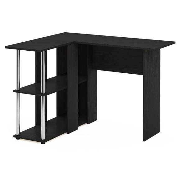 L-Shape Desk with Bookshelf - Home Office Workstation, Corner Desk, Modern Computer Desk