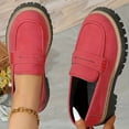 thumbnail image 3 of Mepaouo Dress Loafers for Women Leather Platform Mary Janes Shoes Casual Formal Work Shoes(Red,7.5), 3 of 5